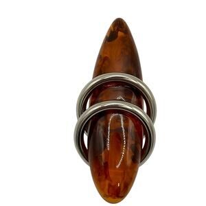 Vintage Mid Century VICTORIA Studio Modernist Large Faux Amber Statement Brooch